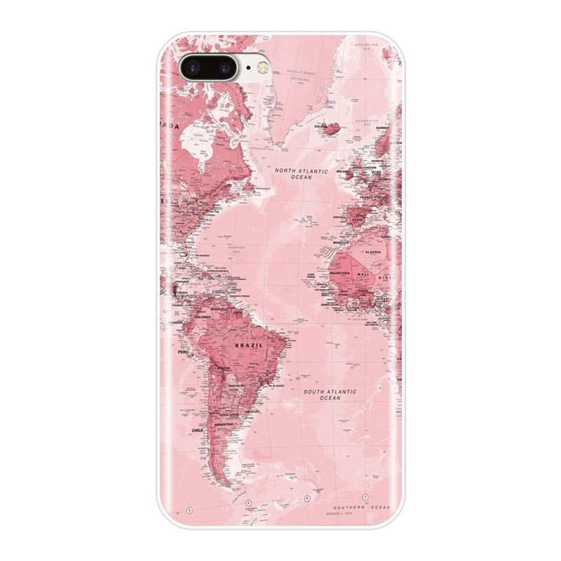 Мягкий силиконовый чехол для iPhone X XR XS MAX 8 7 6 S карта мира дорожный самолет задняя