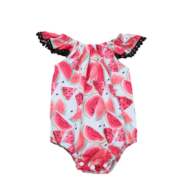 2017 Летние Детские боди с принтом арбуза милый комплект одежды цветочным и