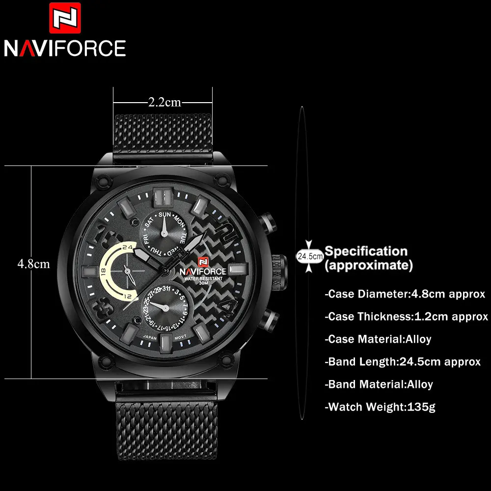 Часы наручные NAVIFORCE Мужские кварцевые брендовые модные повседневные спортивные