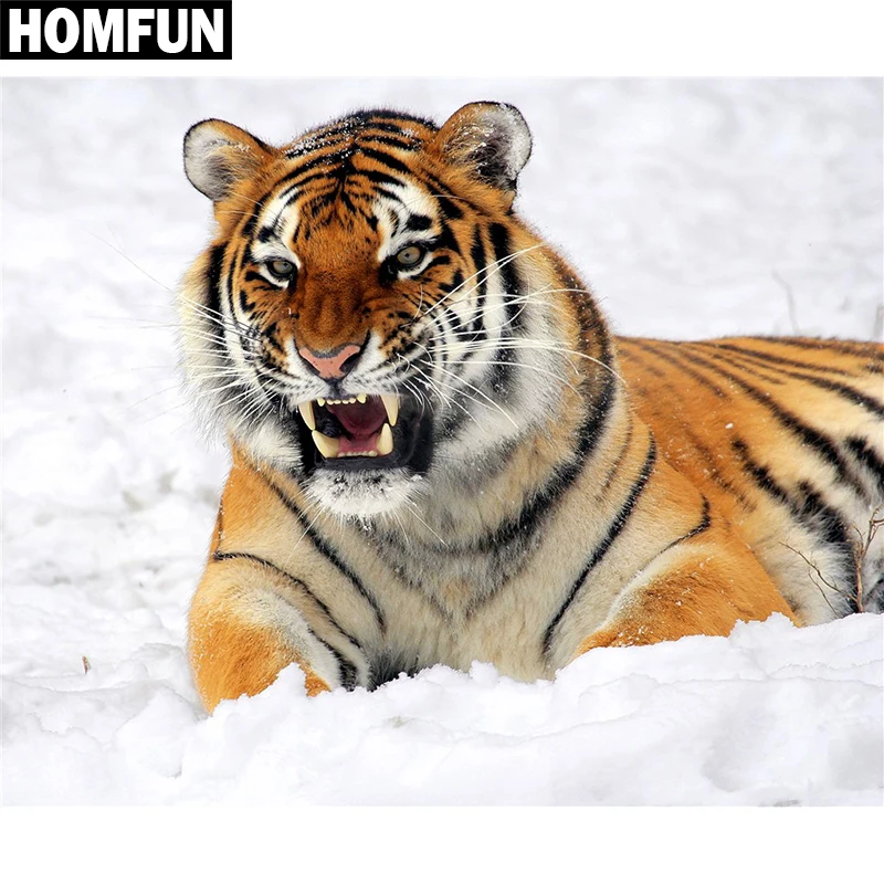 Алмазная живопись HOMFUN Тигр картина из квадратных/круглых страз сделай сам