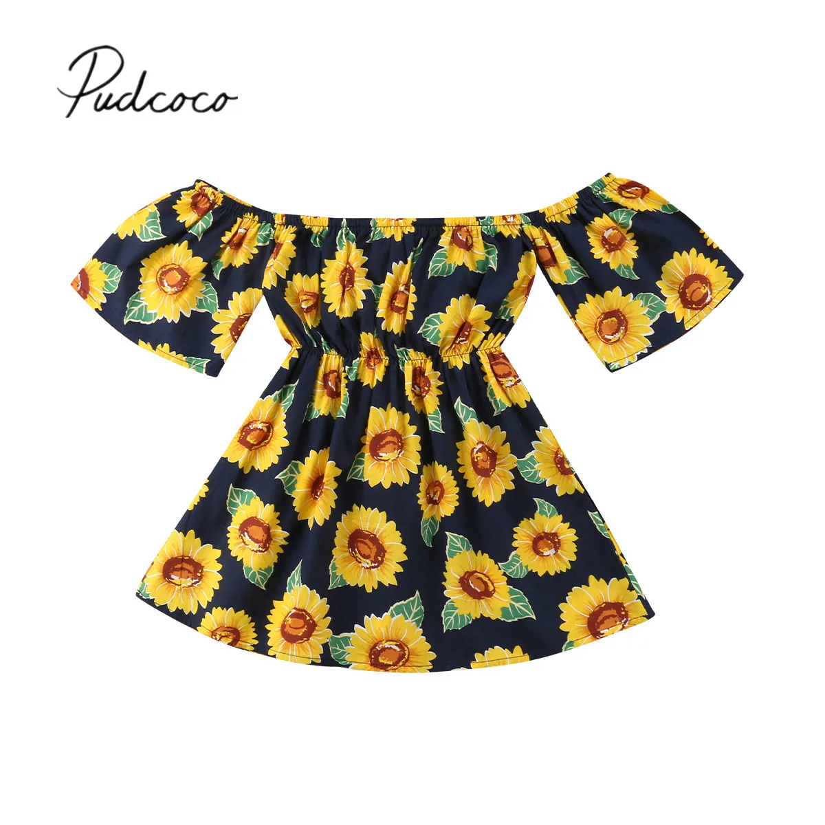 Новинка 2018 летнее платье-трапеция с открытыми плечами и коротким рукавом |