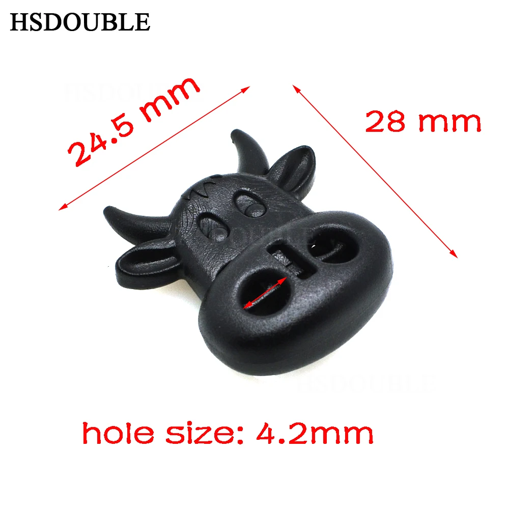 HSDOUBLE замок шнура тумблер стопор Пластиковый черный быка коровы Размер головки: 28