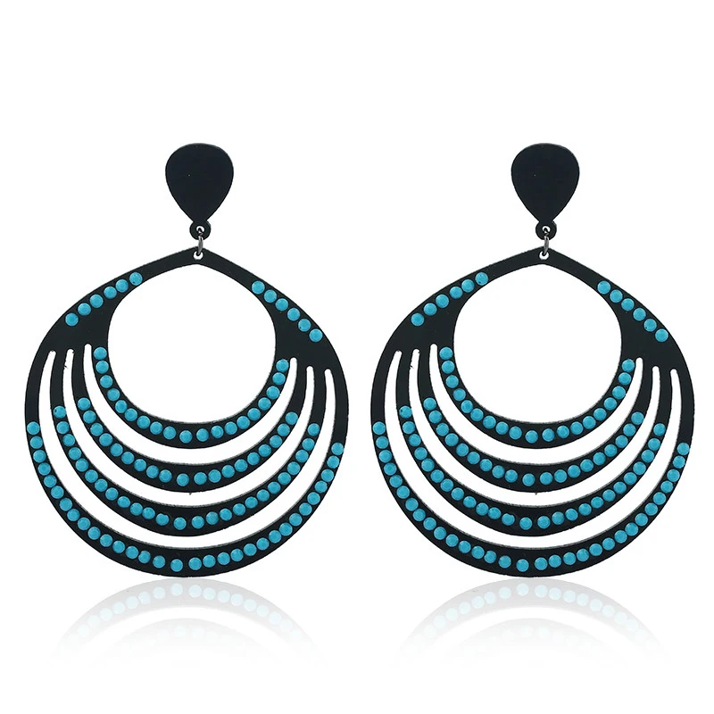 Meidi Мода синий кристалл круглый кисточкой Серьги для Для женщин Модные украшения