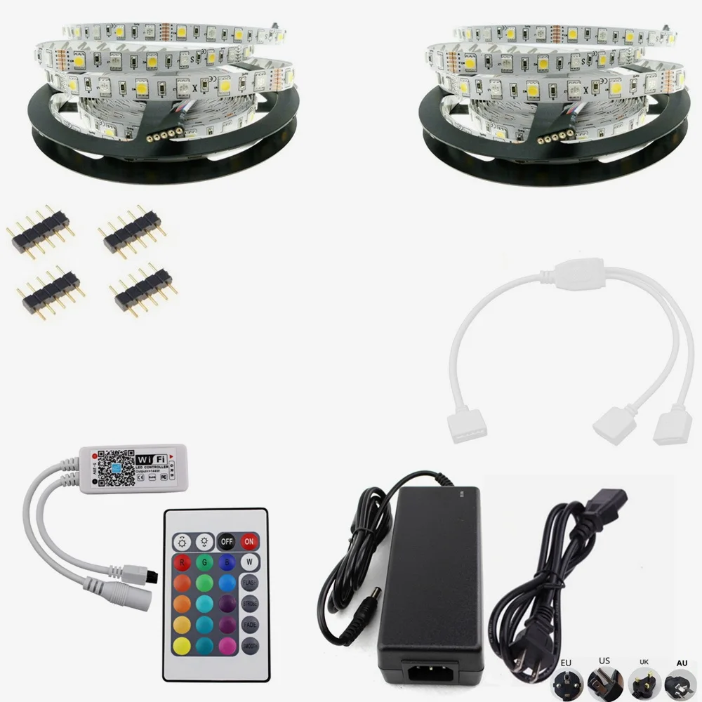 60 светодиодный/м 20 м WiFi Светодиодная лента SMD 5050 водонепроницаемый DC12V RGBWW RGBW светодиодный светильник гибкая лента Диодная лента 15 м с контроллером+ Мощность