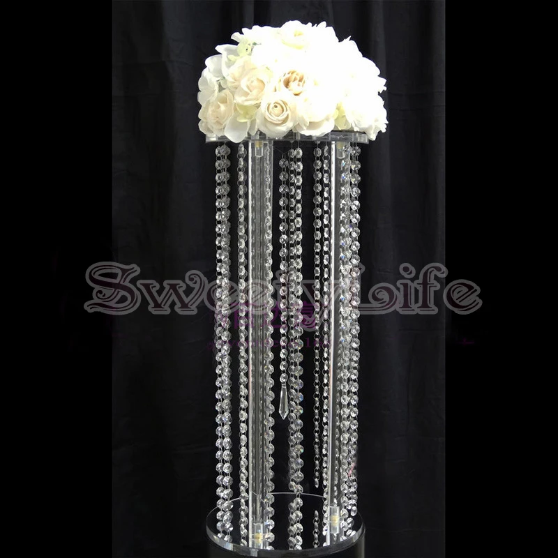 

50cm Tall by 20cm Diameter Crystal flower stand table centerpiece wedding Props 10pcs/Lot