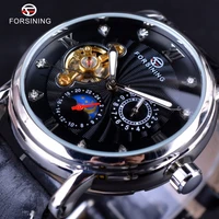 forsining fashion toubillion design swirl dial luminous luxury moon phase men watches top brand luxury automatic watch clock men