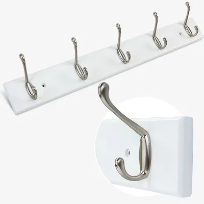 5hooks white Креативный настенный бамбуковый крючок для спальни, подвесной крючок в европейском стиле для одежды, крючок для стоек, аксессуары для гостиной - Цвет: 5hooks white