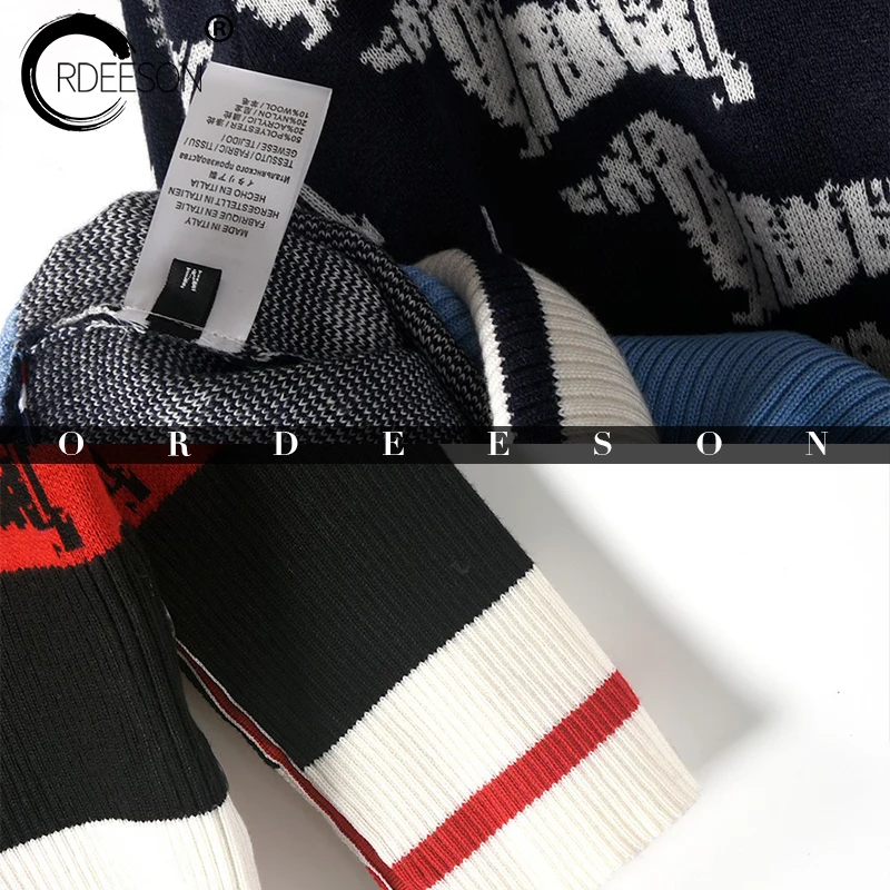 Ordeeson Runaway собака узор осень Мода 2017 г. зимние Для женщин вязаный джемпер свитер