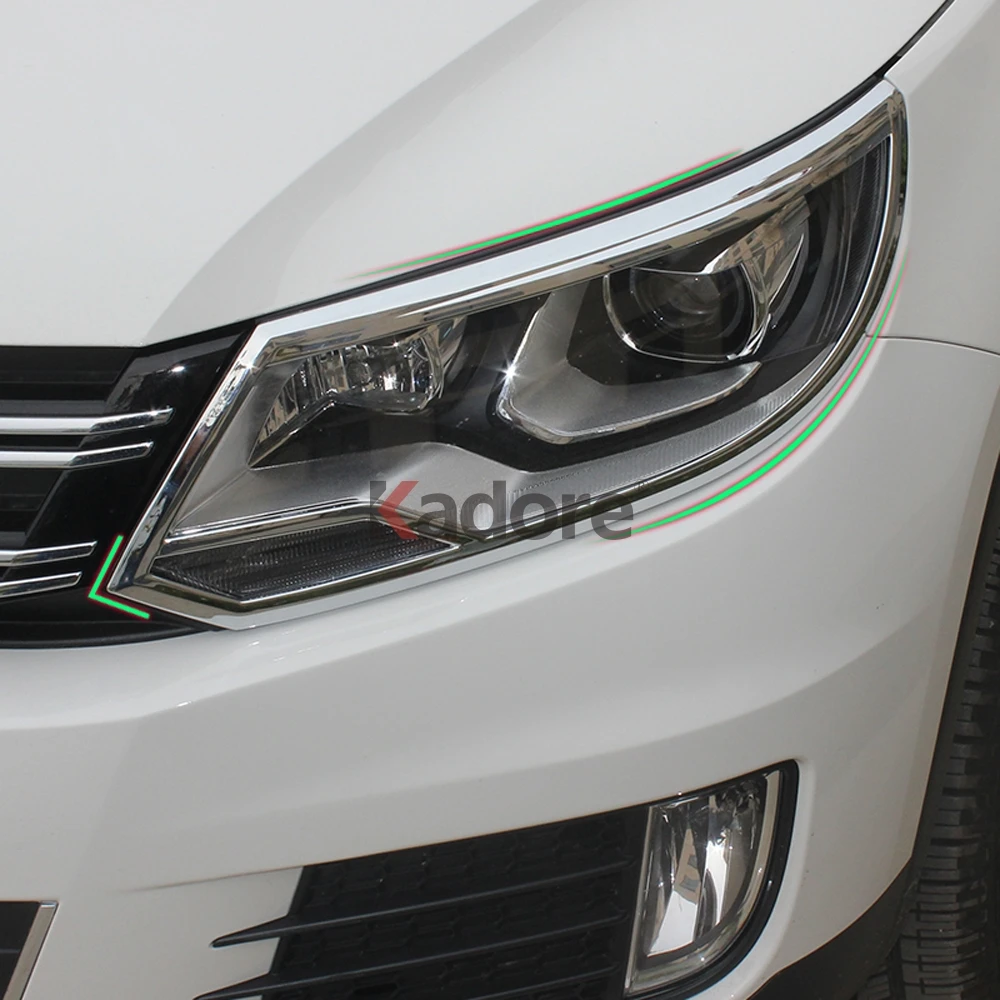 Аксессуары для стайлинга автомобилей, для Volkswagen Tiguan 2013, хромированный головной светильник, головной светильник, автомобильная лампа, абажур, декоративная накладка