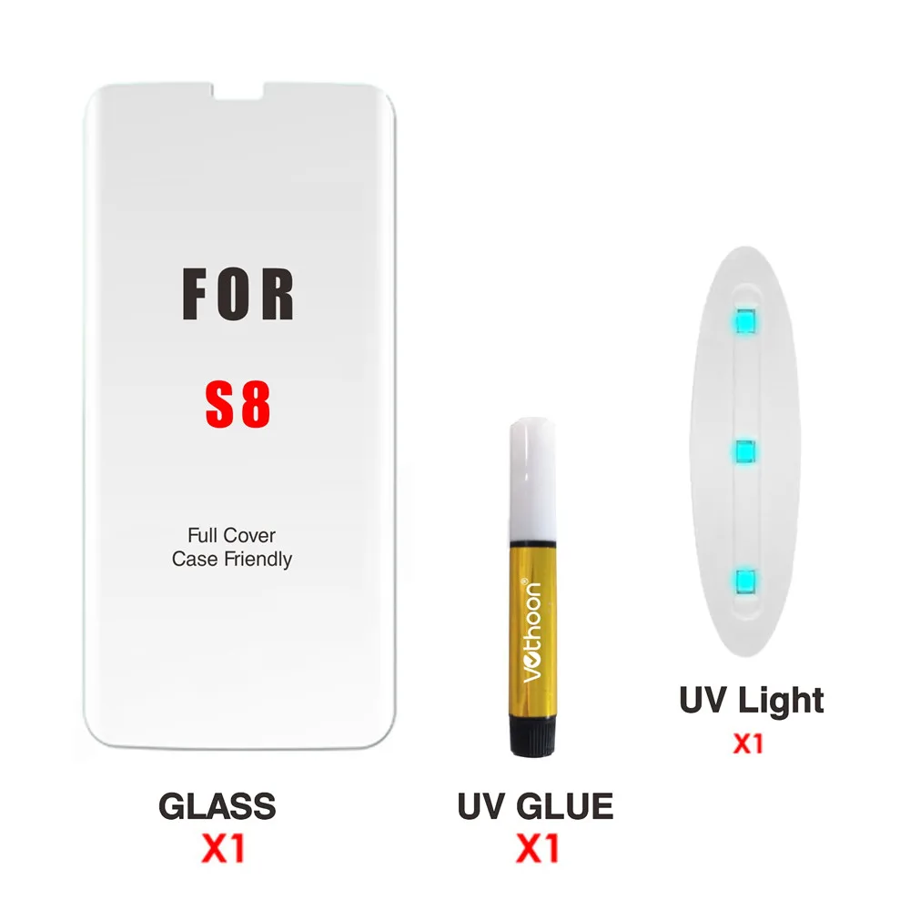 S8 Full Cover Ультрафиолет votoon для samsung Galaxy S8 S9 Plus, 3D покрытие, полный клей, закаленное защитное стекло для экрана для samsung Note 8 9 - Цвет: S8 Full Cover
