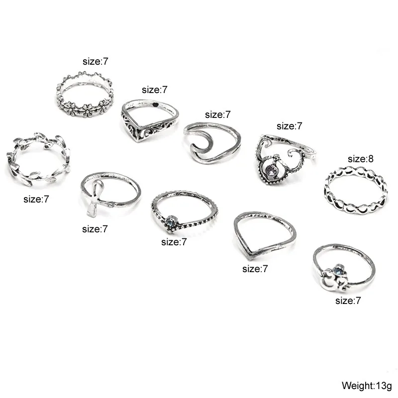 Женское свадебное кольцо в богемном стиле с фиолетовым и синим кристаллом набор