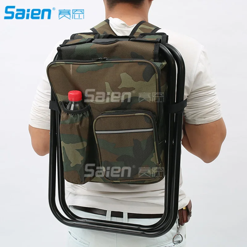 Multifunction Folding Cooler and Stool Backpack Hiking Camouflage Seat Table Bag Camping Gear for Outdoor |