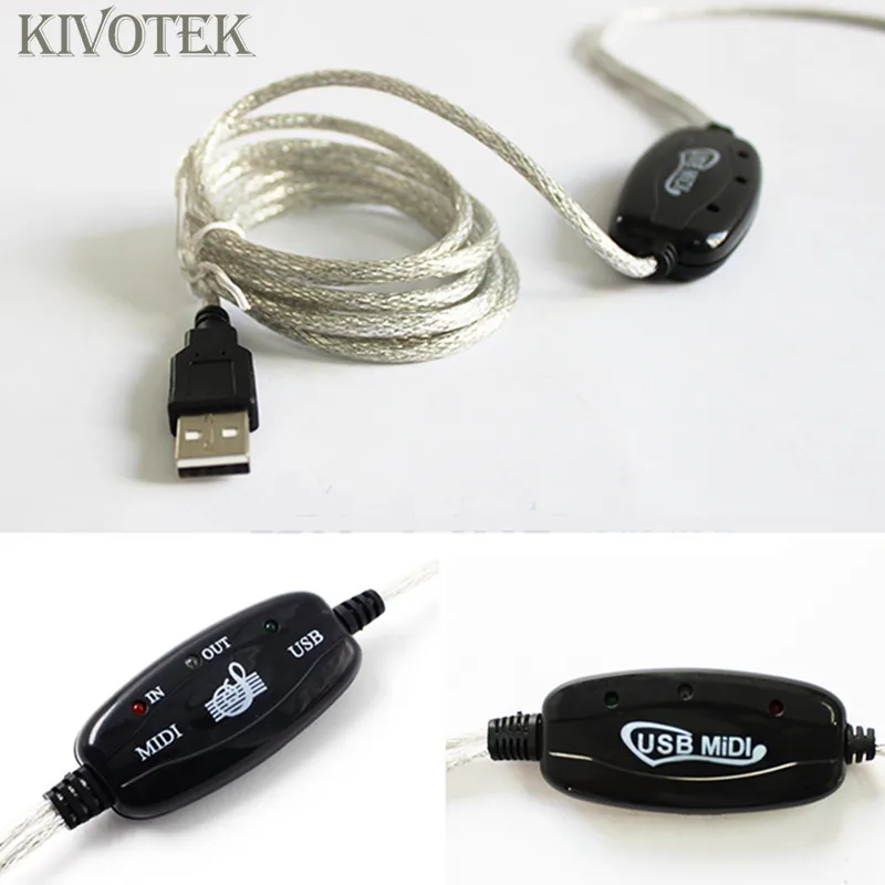 KIVOTEK 4 шт/лот midi-usb адаптер usb-кабель вход-выход кабель MIDI конвертер ПК в