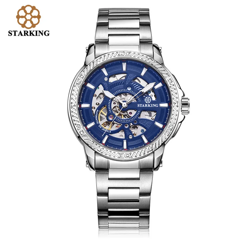 blue wristwatch TM0901 Старкинг Лидирующий бренд Мужские автоматические часы модный современный дизайн рамки механические часы мужские уличные спортивные часы - Цвет: blue wristwatch