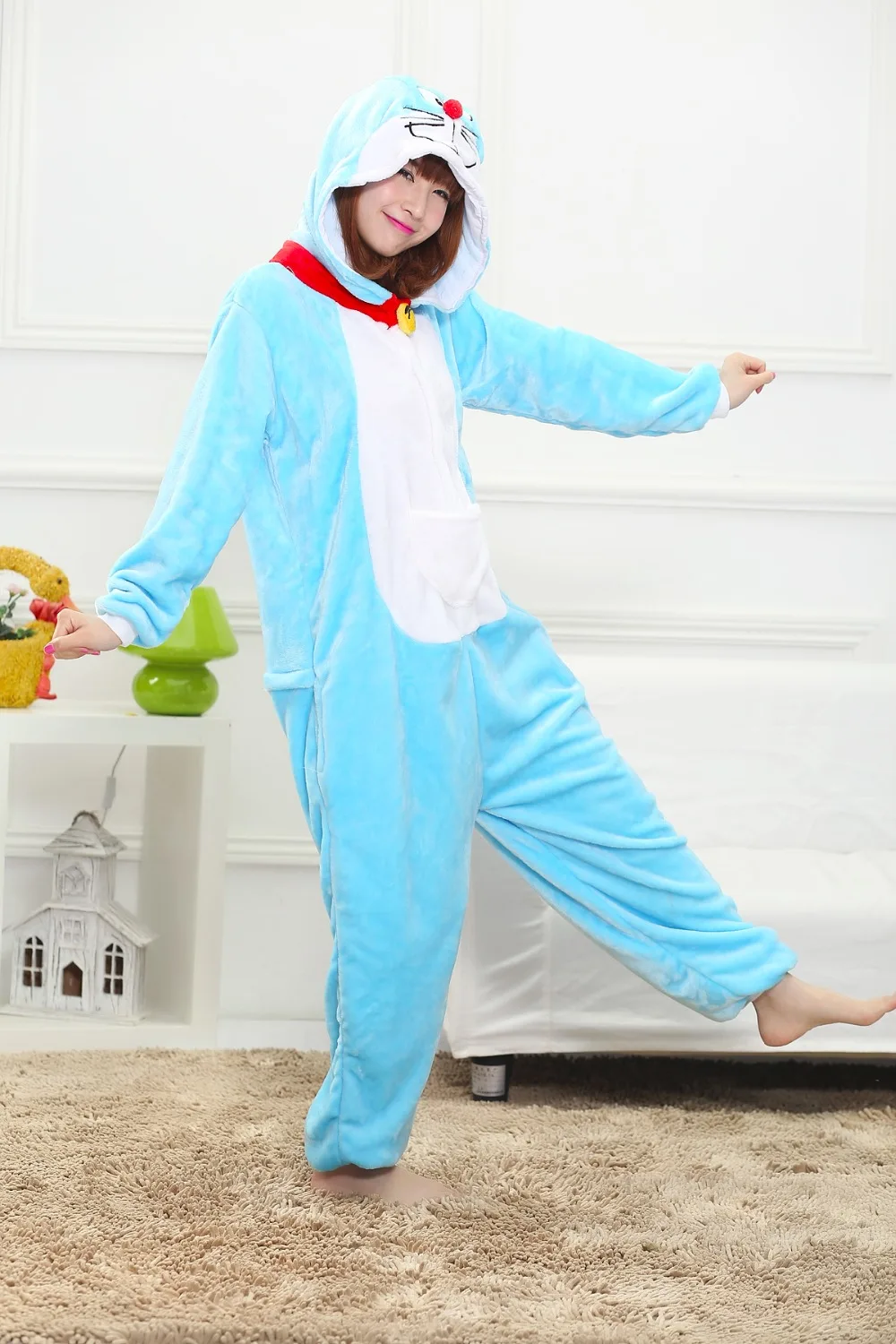 Пижама-комбинезон фланелевая в виде кошки унисекс | Женская одежда