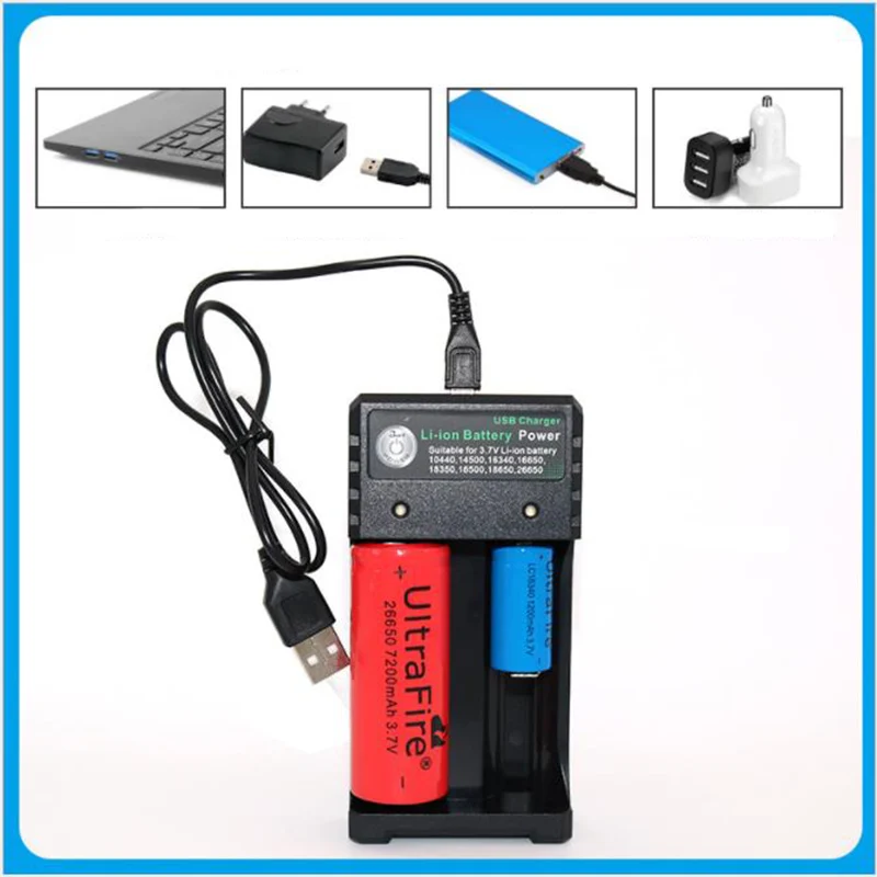 18650 USB unversal зарядное устройство 2 слота 4 V с линией для литиевой батареи и бликов