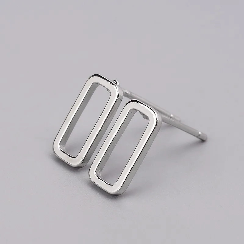 S Hollow Rectangle Большой J.W Мода 3 цвета Т-образная круглый кулон покрытый Треугольники прямоугольные серьги в виде геометрических фигур маленькие серьги-гвоздики ювелирные изделия в стиле минимализма - Окраска металла: S Hollow Rectangle