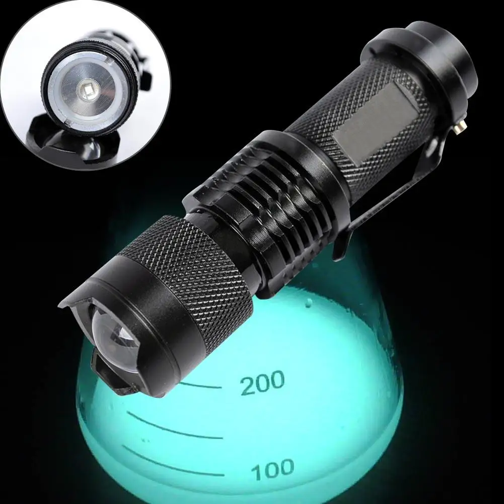 Светодиодный УФ фонарик фиолетовый свет 395нм фонарь лампа мини алюминиевый