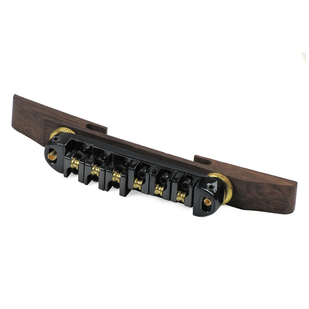 New Set of Black Roller Saddles Guitar Bridge Rosewood Base &amp Tailpiece For Archtop Jazz Parts Replacement | Спорт и развлечения