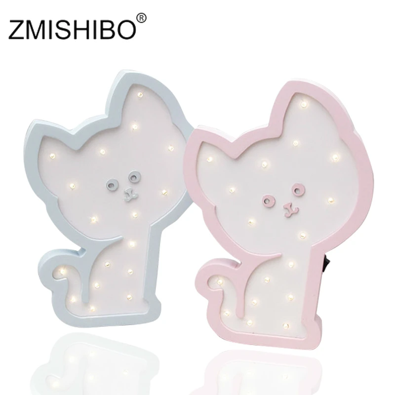 ZMISHIBO деревянный ночной Светильник с животными розовый голубой Единорог кот Сова