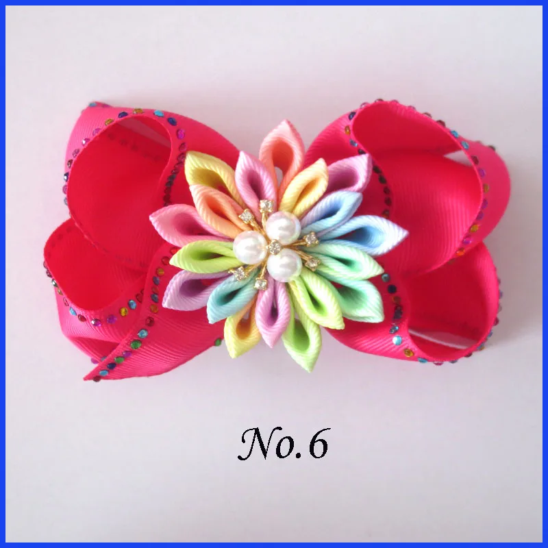 2 blessding Girl Rhinestone Rainbow 4," блеск ABC волос лук клип цветок