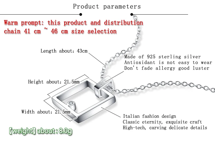 Женское Ожерелье серебряного цвета лаконичное ожерелье с квадратным кулоном