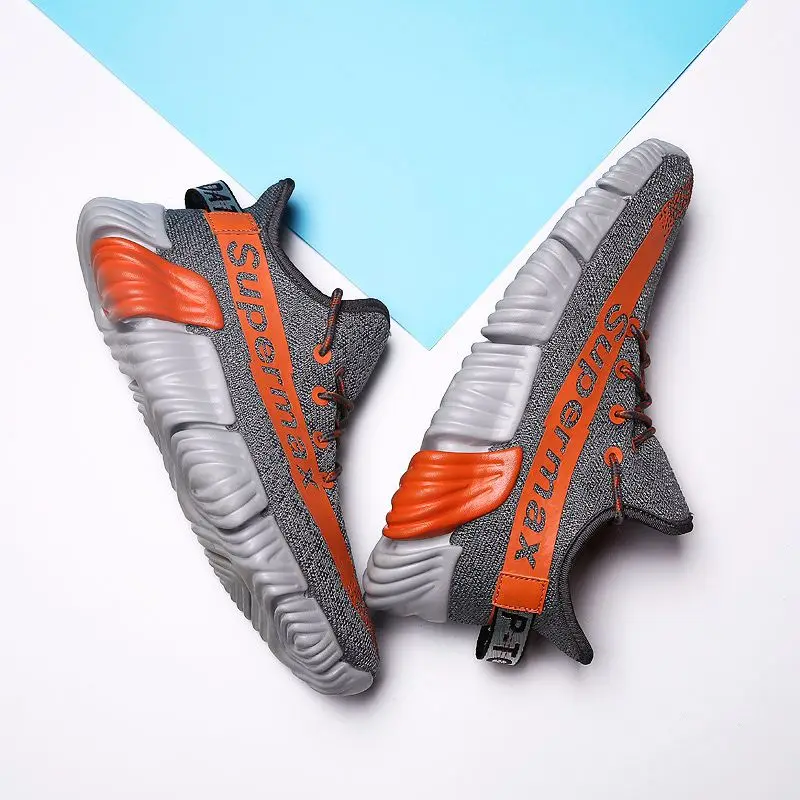 Gray orange Мужская обувь для бега, повседневная, на шнуровке, модная, дышащая, спортивная обувь, для бега, дышащая, смешанные цвета, мягкая обувь, кроссовки для тренировок - Цвет: Gray orange