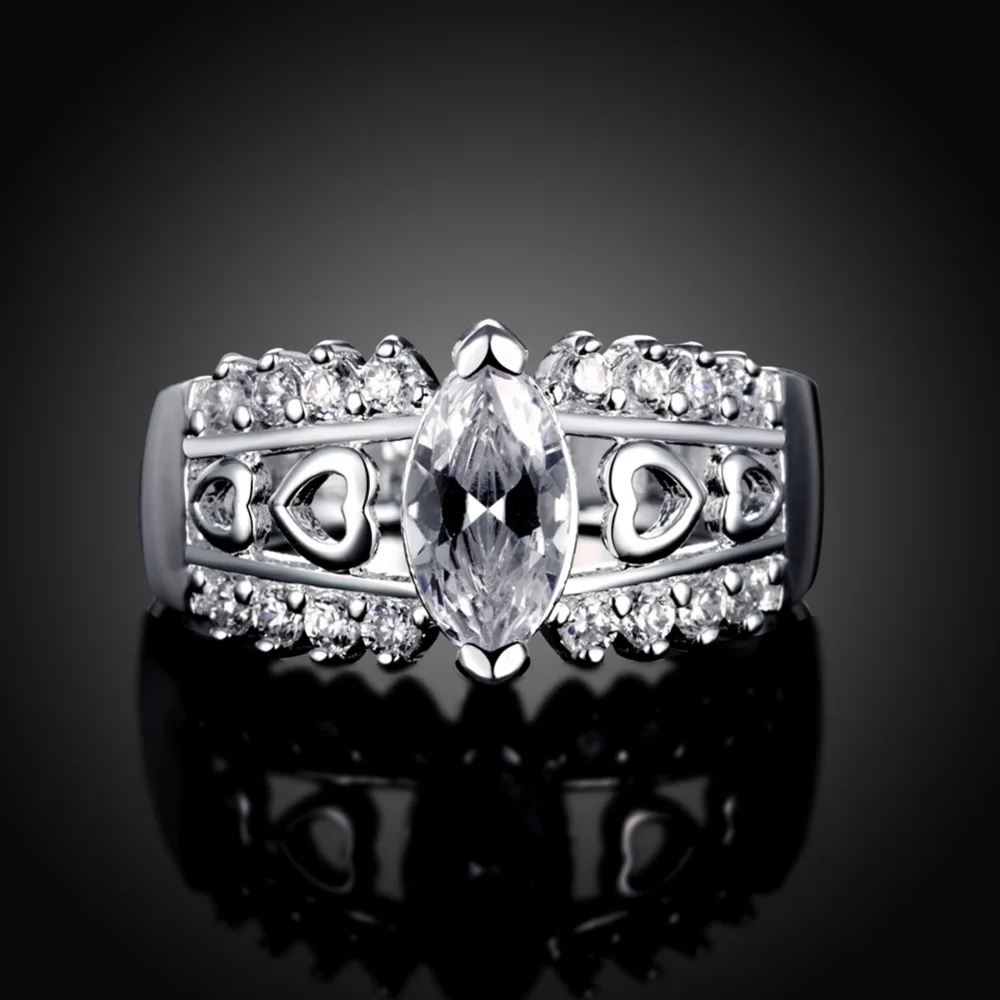 Посеребренная Ювелирных Изделий Кольца Тонкой Моды Серебряный Циркон Для женщин