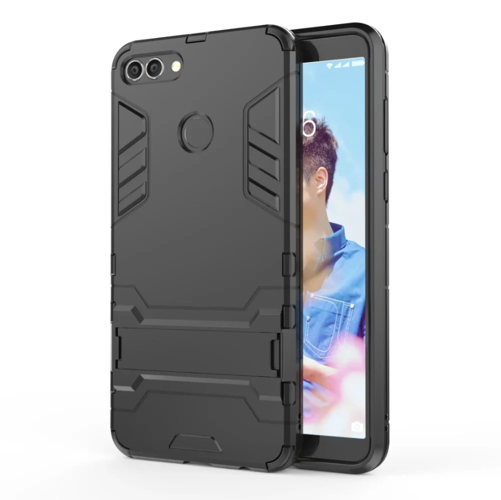 black Чехол для huawei Y6 Y7 Y5 Y9 Y3 Lite рro рrime Honor 8A 8C 8X 9X Жесткий ПК с сенсорным экраном силиконовый чехол для телефона в виде ракушки - Цвет: black