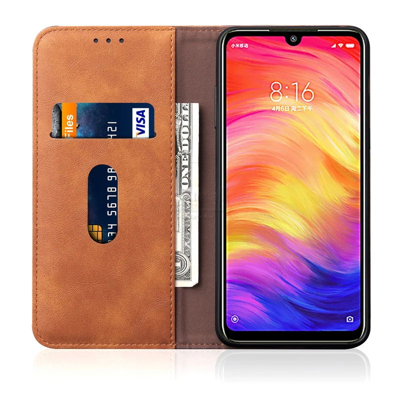 Роскошный тонкий кожаный чехол-книжка в стиле ретро для XiaoMI RedMi Note 7, чехол-кошелек с подставкой для карт, Магнитный чехол-книжка для Xiomi RedMi 7, чехол