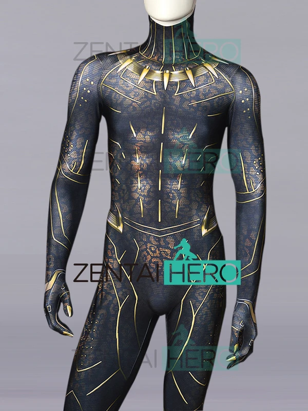 Бесплатная доставка 2019 Черная пантера Killmonger костюм 3D печать новый спандекс фильм
