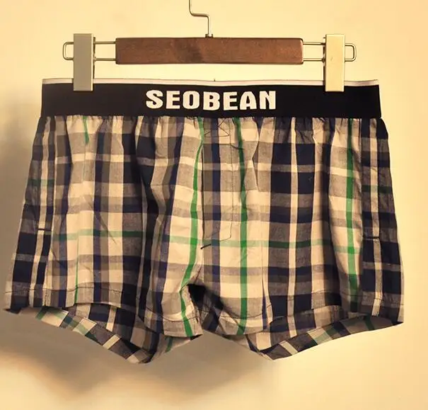Шорты-боксеры SEOBEAN, мужские хлопковые шорты с открытым передом, внутренняя u-образная сумка Kurze Hosen Herre, клетчатый спортивный костюм, домашние повседневные шорты Cortos hombres - Цвет: NO4