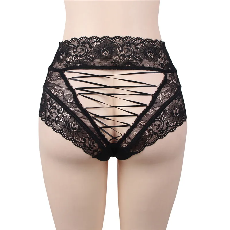 black panties Comeondear юбка-брюки черного цвета на шнуровке прозрачного размера плюс, M-3XL, высокая талия, бесшовное женское нижнее белье, интимное дамское PA5139 - Цвет: black panties