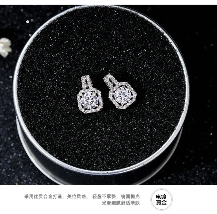 DIEERLAN корейская мода 925 пробы серебряные серьги с кубическим цирконием для женщин Свадебные ювелирные изделия женские квадратные серьги Brincos
