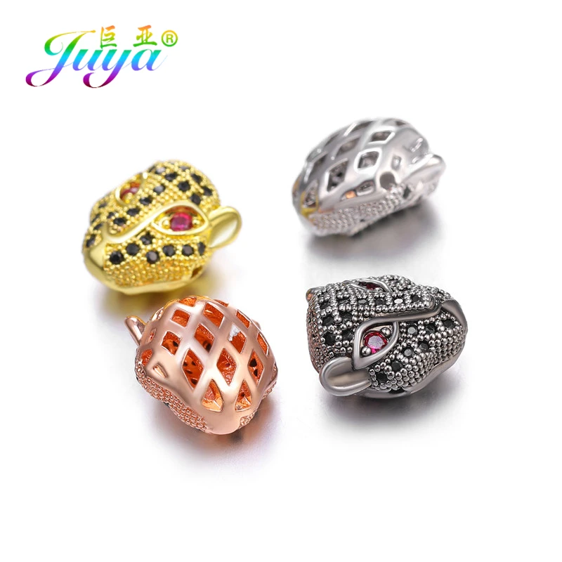 Juya DIY, для женщин и мужчин, натуральные камни, ювелирные изделия, европейский шарм, бусины ручной работы, леопард, Лев, голова Пантеры, металлические бусины, аксессуары