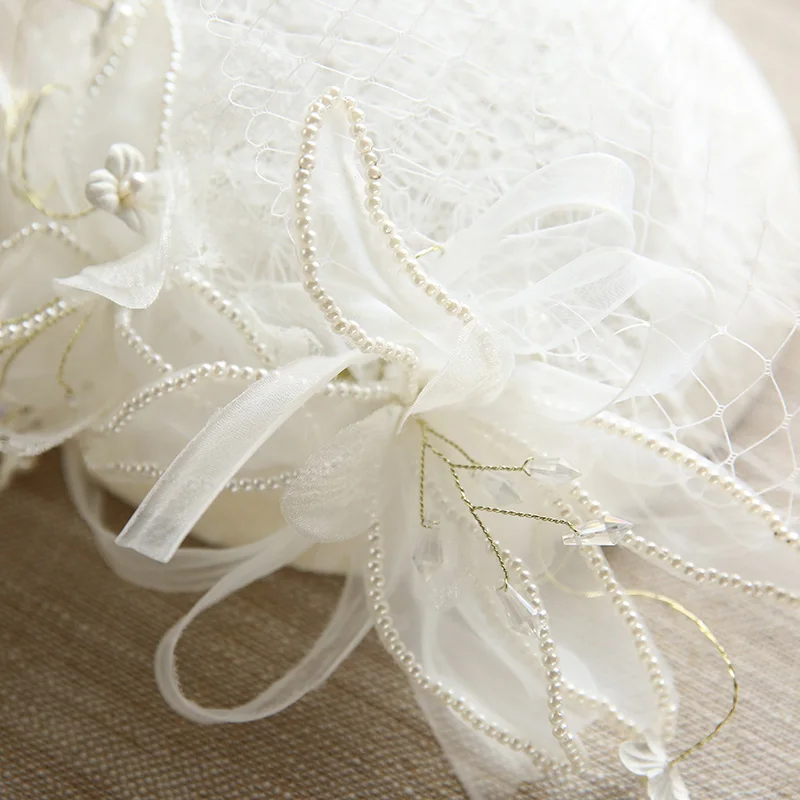 Летняя новая Чапо Femme Mariage элегантная пернатая шляпка для церкви для женщин белая жокейская Клубная шляпа