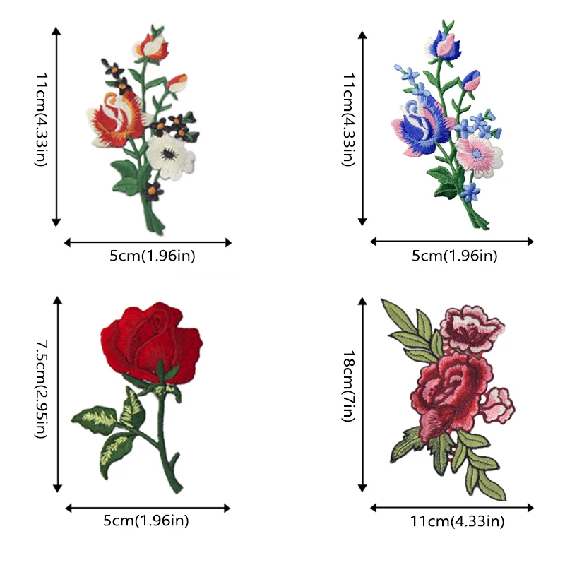 Нашивки Embird 2 шт. вышитая аппликация партия цветы экологически чистые ручная