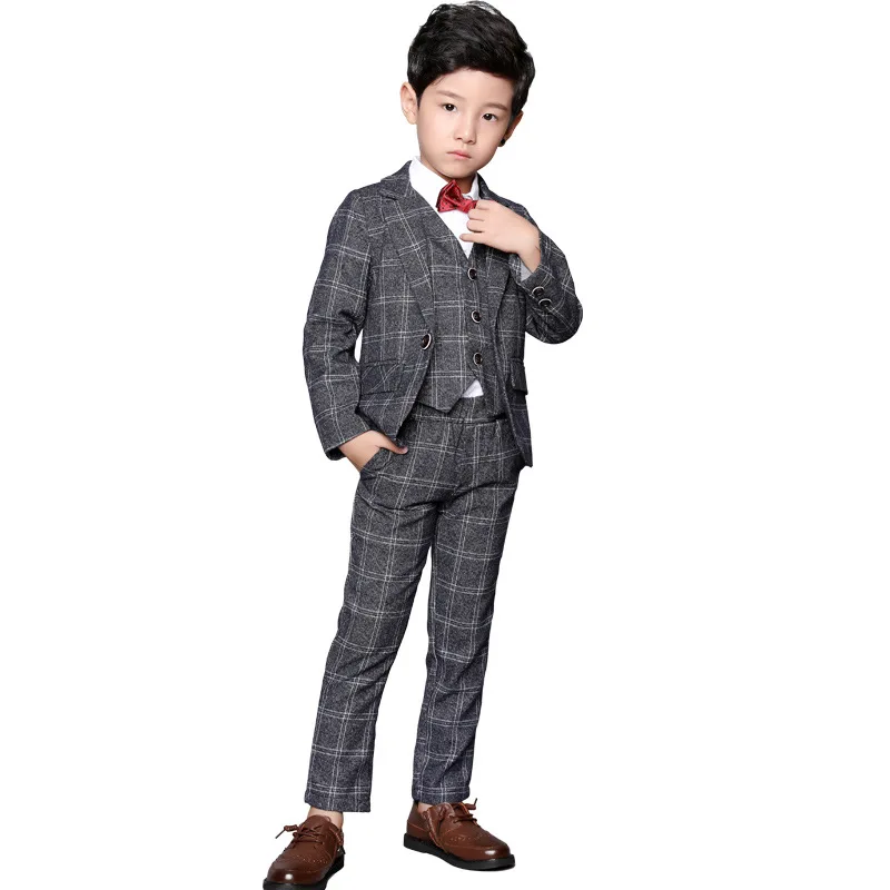 Формальный свадебный костюм в клетку с цветами для мальчиков блейзер + брюки