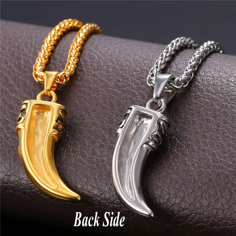 G панк-рок стиль волчий Клык Европейское винтажное ожерелье с кулоном Мужская