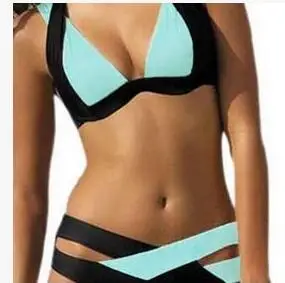 Черно-белое раздельное сексуальное бикини 2017 пуш-ап бандажный пляжный женский