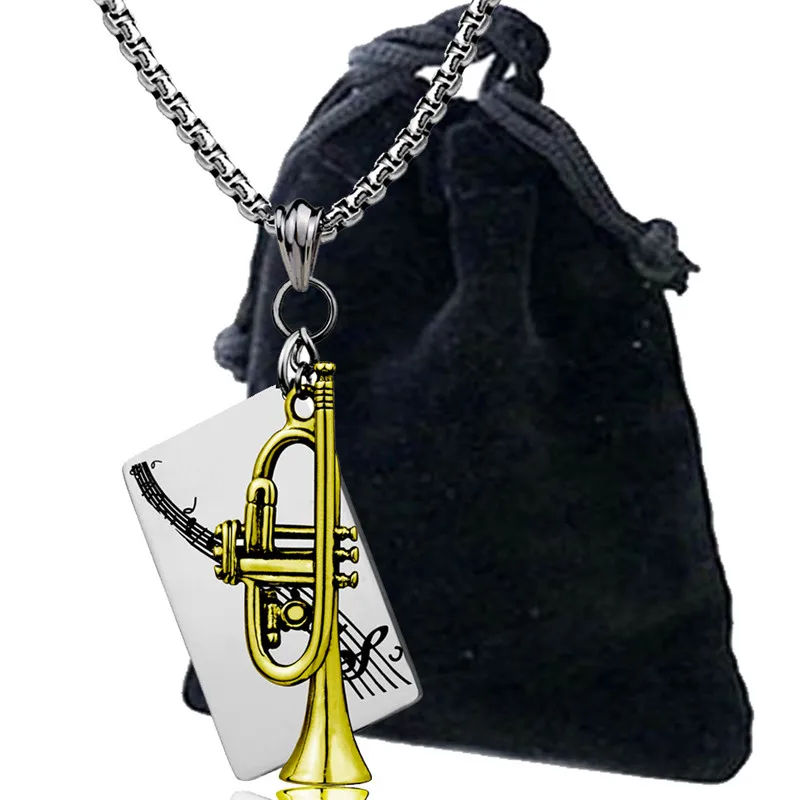 Ожерелье с подвеской в виде музыкального инструмента Золотое колье из