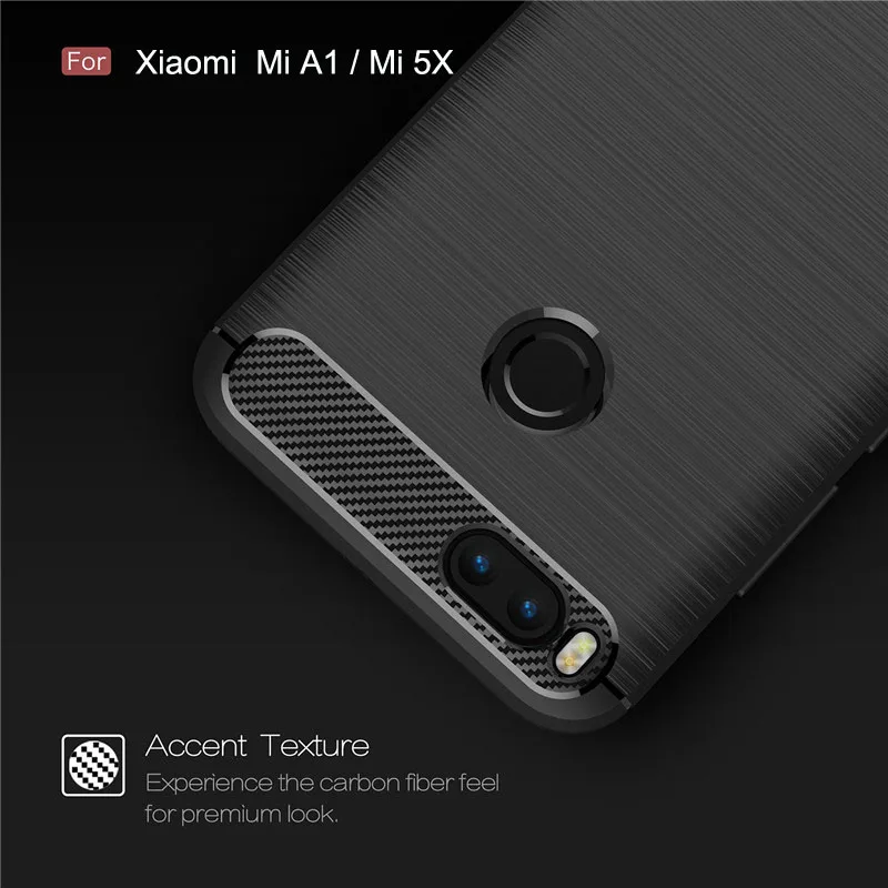 Whyes Soft TPU Cases For Xiaomi Mi A1 Case Mi5X Carbon Fiber ShockProof Silicone Cover MiA1 5X |