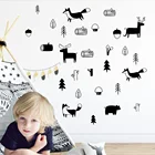 Декор для детской комнаты в скандинавском стиле, настенные Стикеры для декора роменных животных, леса, фреска, LW39