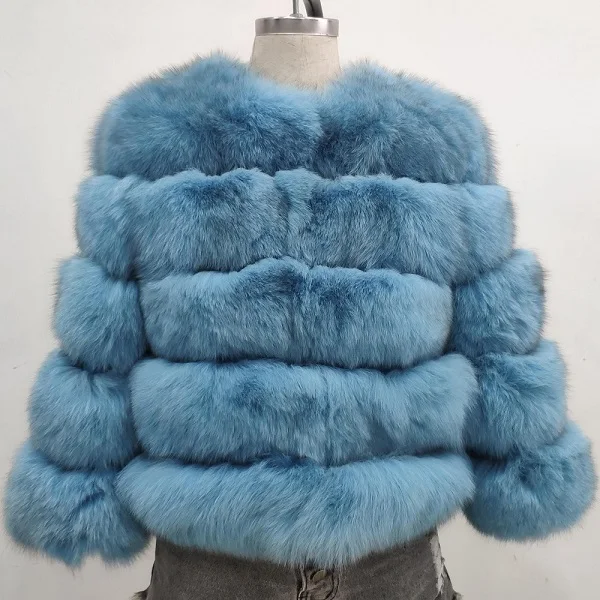 Мятный Topfur White Fox Real Fur Female Coat Women Short Winter Fur Leather Jacket Clothes Outerwear Natural Fox Fur Coats For Women - Цвет: Мятный