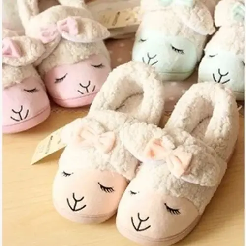Женские зимние домашние тапочки с милым овечьим животным рисунком домашняя