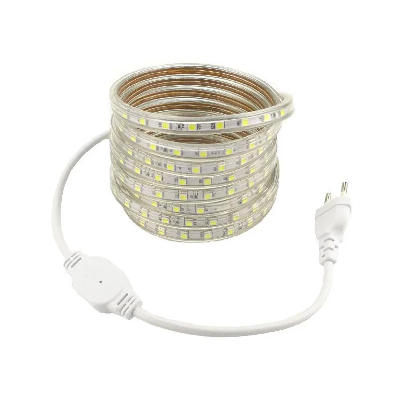 Светодиодная лента 220 В SMD 5050 60 л/м 1 м 2 3 4 5 6 7 8 9 10 с европейской штепсельной вилкой