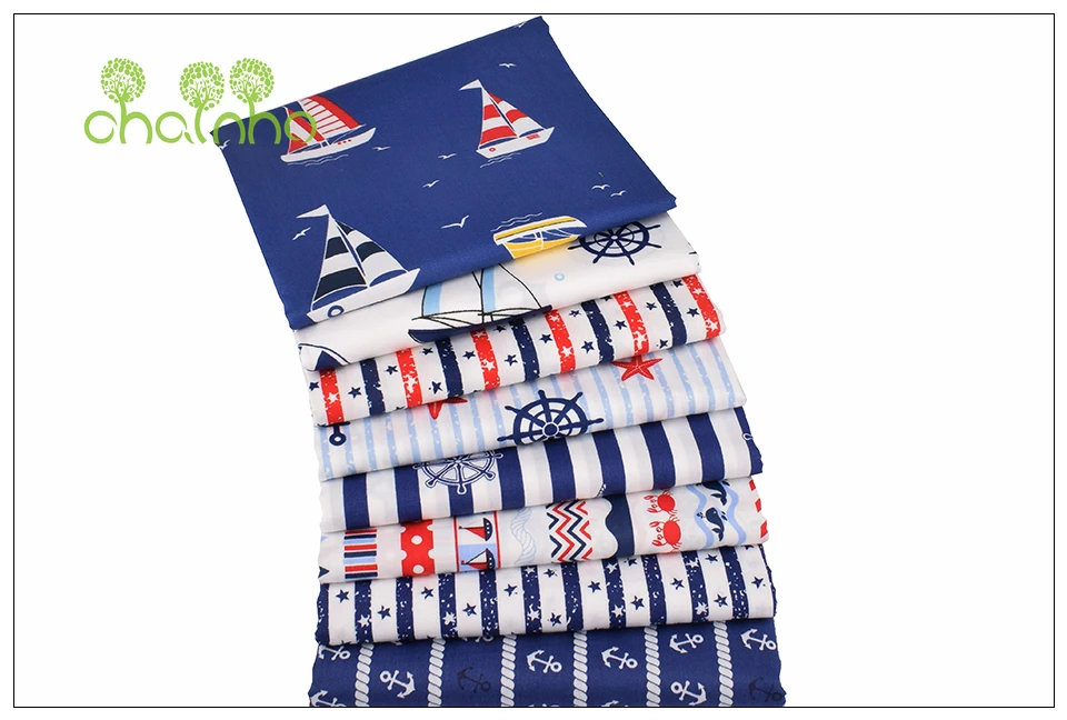 Chainho, Ocean Series,Printed Twill Cotton Fabric,Patchwork Cloth For DIY Sewing Quilting Baby&Children's Material,100x160cm