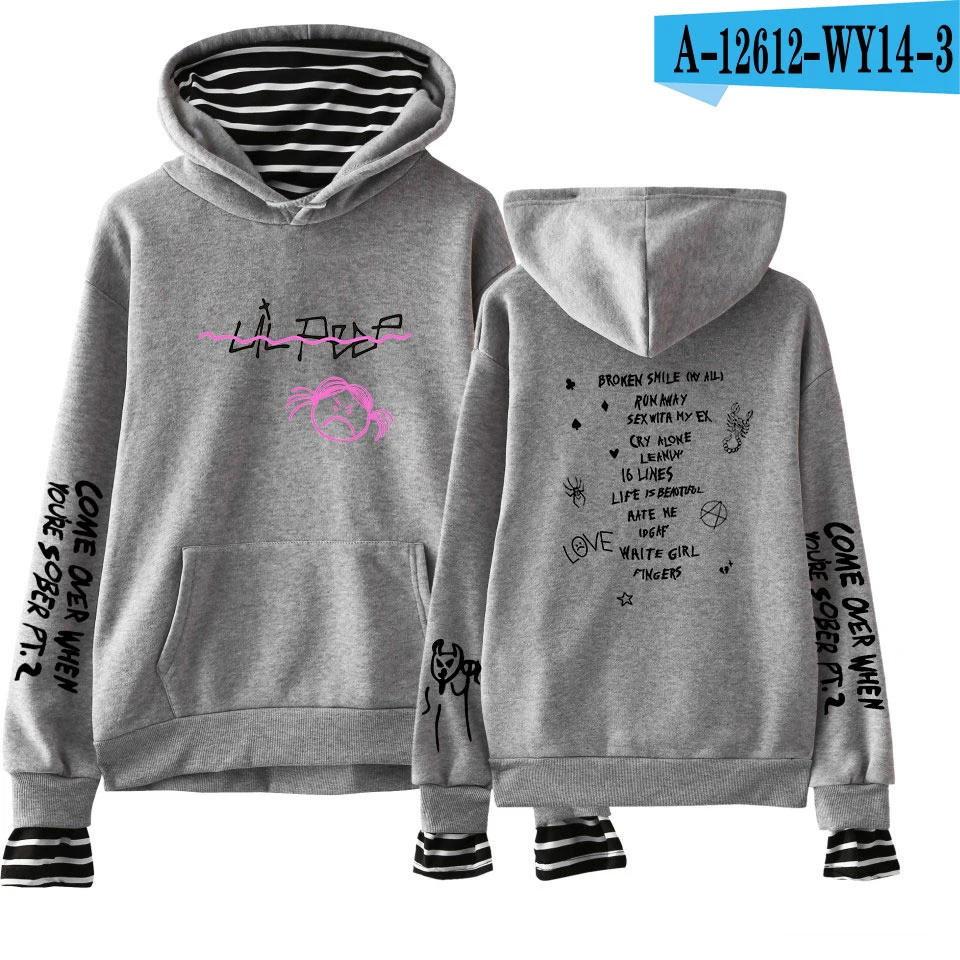 gray Свитшоты Lil Peep поддельные две части толстовки Осенние мужские/женские свитшоты на заказ Harajuku подходящие толстовки для пар - Цвет: gray