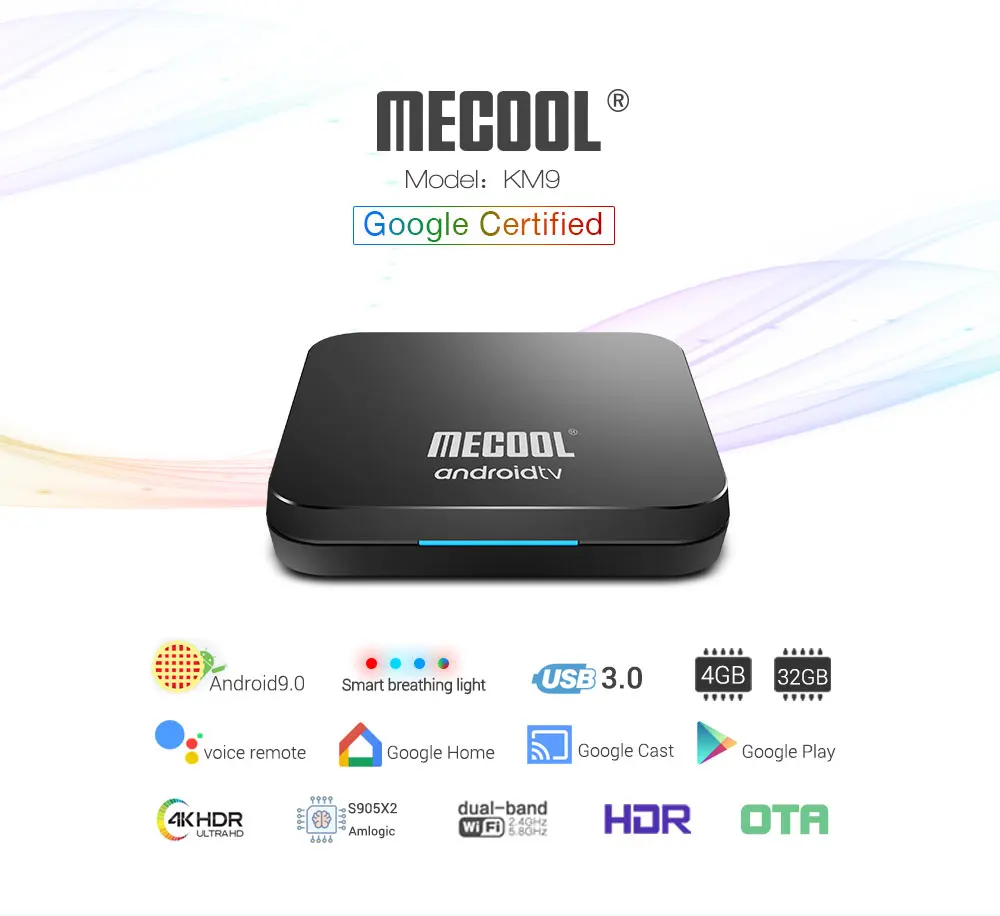 Mecool KM9 A ТВ S905X2 4 Гб DDR4 32 GB Android 9,0 5G WI-FI bluetooth 4,1 4 K голос Управление ТВ Box Google Сертифицированный