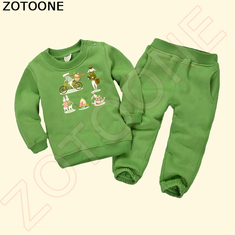 ZOTOONE милый кролик цвет яйцо пасхальные наклейки утюжок на патч печатных футболок